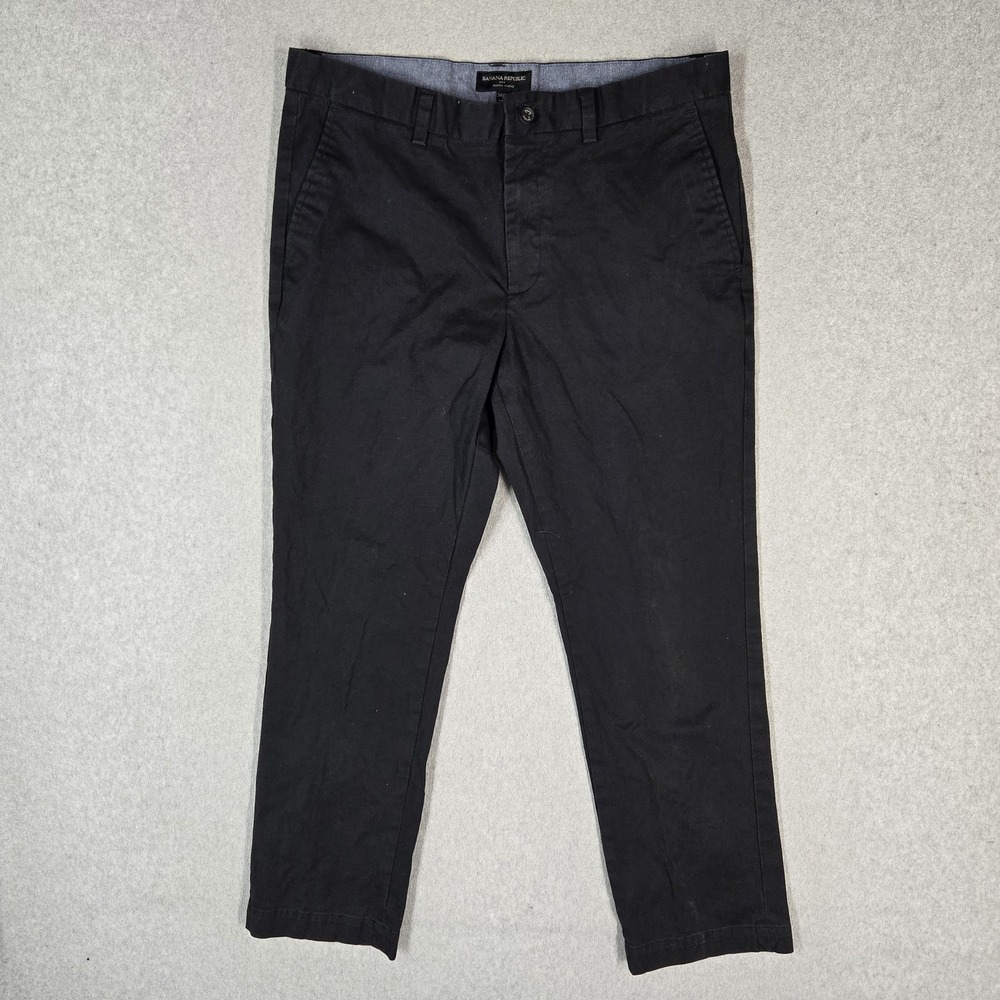 Banana Republic Men Pants 34X30 Black Aiden Chino Twill Straight 29" Inseam